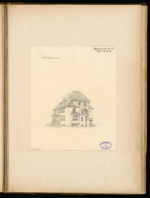 Villa für eine Familie, Berlin-Grunewald Monatskonkurrenz September 1892: Perspektivische Ansicht