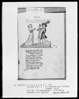Willehalm von Orlens, Folio 4recto-299verso — Willehalm von Orlens, Folio 4recto-299versoWillehalms Schwur vor Amelie, Folio 96recto