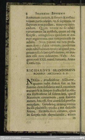 Richardus Brandisbaeus Rogero Aschamo. S. P.