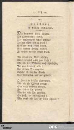 VI. Tröstung in heissen Schmerzen.