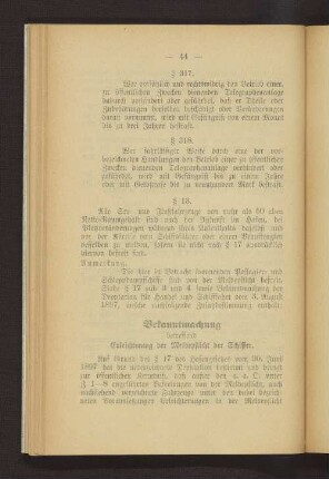 Bekanntmachung betreffend Erleichterung der Meldepflicht der Schiffer