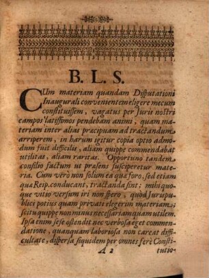 Disputatio Inauguralis De Imperii Circulis Eorumq[ue] Conventibus Et Officio, Quod Vocant, Directorio, Vulgo Dem KreyßAusschreibenden Fürsten Amt