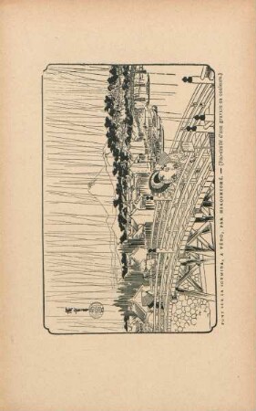 Pont sur la Soumida, à Yedo, par Hiroshighé. - (Fac-similé d'une gravure en couleurs.)