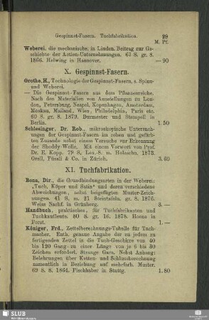XI. Tuchfabrikation