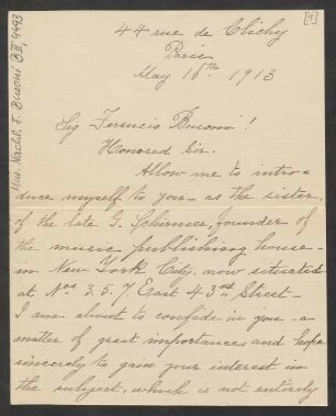 Brief an Ferruccio Busoni : 16.05.1913