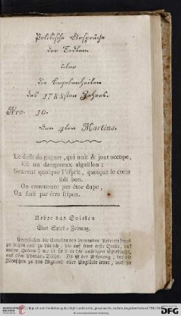 Nro. 10. Den 4ten Martius