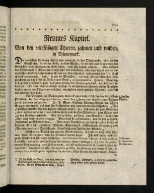 151-163, Neuntes Kapitel. Von den vierfüßigen Thieren, zahmen und wilden, in Dännemark.