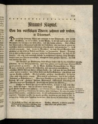 151-163, Neuntes Kapitel. Von den vierfüßigen Thieren, zahmen und wilden, in Dännemark.