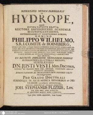 Dissertatio Medica Inauguralis De Hydrope