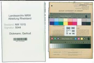 Entnazifizierung Gertrud Dickmann , geb. 10.04.1916 (Geschaeftsinhaberin)
