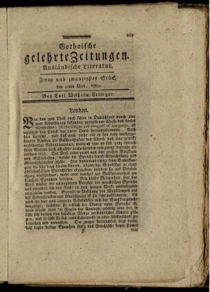 Zwey und zwanzigstes Stück, den 30ten May, 1789.