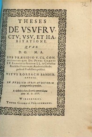 Theses de usufructu, usu, et habitatione