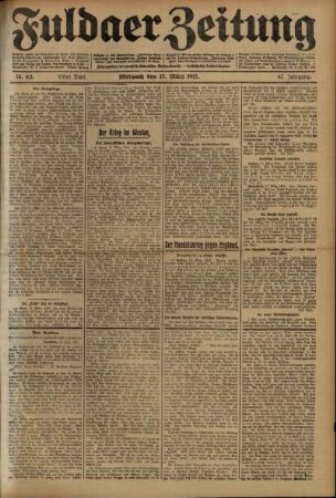 Erste Ausgabe vom Mittwoch, den 17. März 1915.