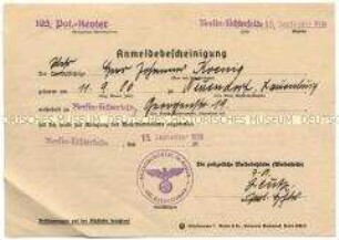 Bescheinigung über die Anmeldung zur Anlegung eines Wehrstammblattes - Familienkonvolut