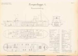 Pumpenbagger 2 der Wasserbauinspektion, Emden: Schnitte 1:100