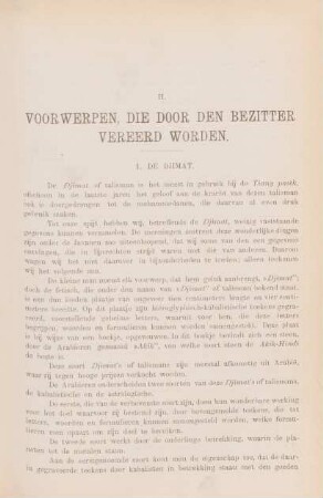 II. Voorwerpen, die door den bezitter vereerd worden
