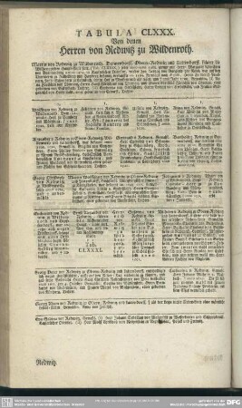 Tabula CLXXX. Von denen Herren von Redwitz zu Wildenroth