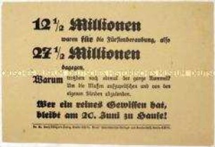 Aufruf zum Boykott des Volksentscheids über die Fürstenenteignung