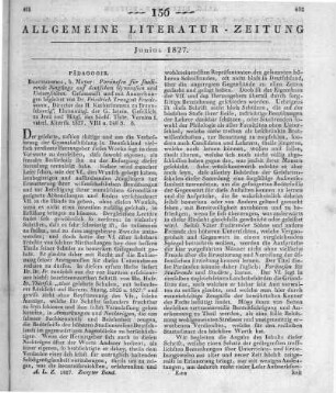 Friedemann, F. T.: Paränesen für studirende Jünglinge auf deutschen Gymnasien und Universitäten. Braunschweig: Meyer 1827