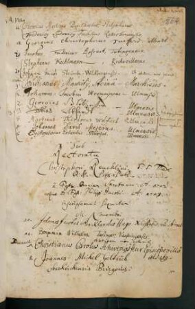 Winterhalbjahr 1702/1703. Rektorat Christoph Reuchlin