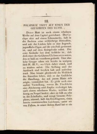 III. Polyphem tritt auf einen der Gefährten des Ulyss