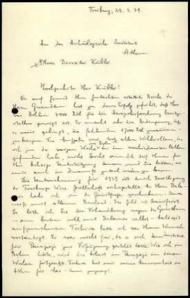 W. Kolbe an K. Kübler