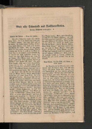Gute alte Schwänke und Volksanektdoten.