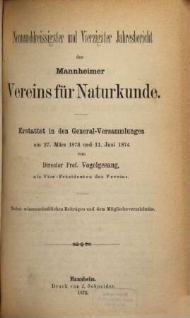 Jahresbericht. 39/40. 1873/74 (1876)