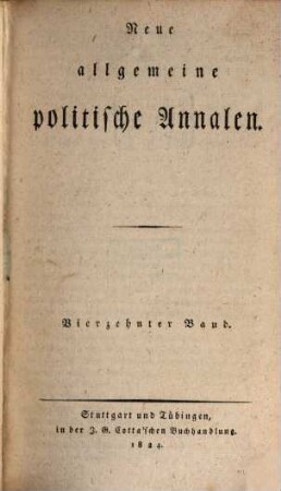 Neue allgemeine politische Annalen. 1824, [4] = Bd. 14