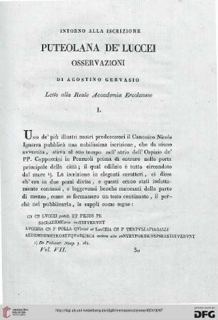 7: Intorno alla iscrizione puteolana de'Luccei : osservazioni