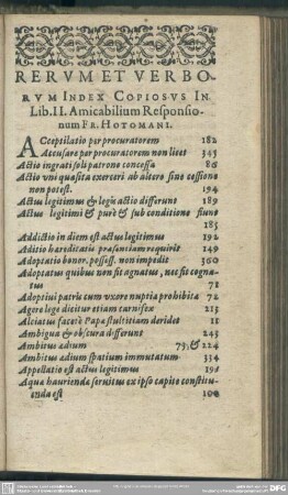 Rerum Et Verborum Index Copiosus In Lib. II Amicabilium Responsionum