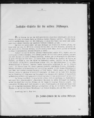 Aufsichts-Behörde für die milden Stiftungen.