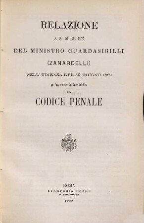 Lavori parlamentari del nuovo Codice Penale, Italiano, 11