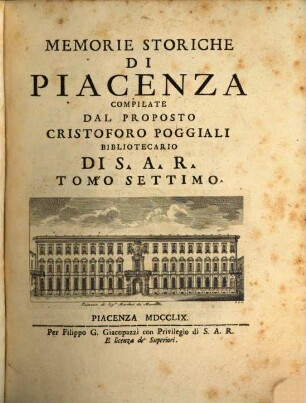 Memorie Storiche Di Piacenza. 7