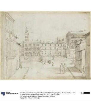 Der Petersplatz mit dem Eingang zum Lateranpalast und dem Reiterstandbild des Marc Aurel
