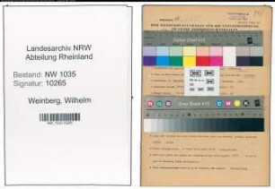 Entnazifizierung Wilhelm Weinberg , geb. 08.12.1902 (Magazinverwalter)