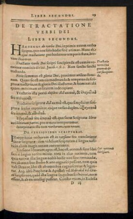 De Tractatione Verbi Dei Liber Secundus.