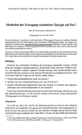 Methoden der Erzeugung seismischer Energie auf See