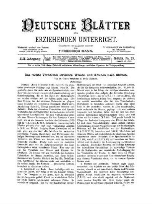 Das rechte Verhältnis zwischen Wissen und Können nach Münch : (Fortsetzung)