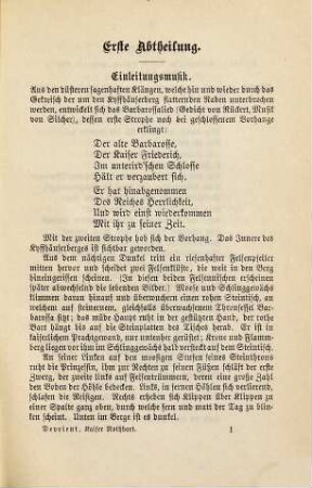 Kaiser Rothbart : phantastisches Volksschauspiel in zwei Abtheilungen : ein Festspiel erstmalig aufgeführt im Frühling 1871 zur Heimkehr der siegreichen Truppen auf der Karlsruher Hofbühne