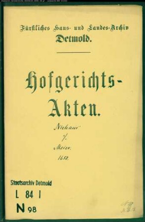 Niehaus, Nikolaus und Johann Krüger gegen Arnold Meiers Erben - Schuldforderung