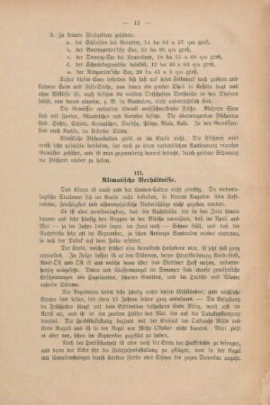 III. Klimatische Verhältnisse