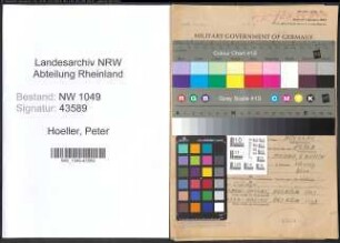 Entnazifizierung Peter Hoeller , geb. 28.02.1912 (Beamter)