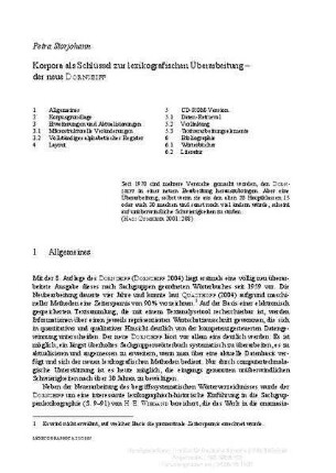 Korpora als Schlüssel zur lexikografischen Überarbeitung : der neue Dornseiff