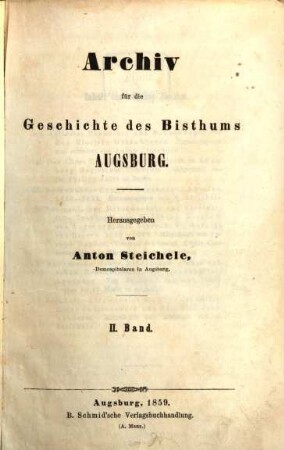 Archiv für die Geschichte des Bisthums Augsburg. 2, 2. 1859