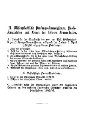 Wissenschaftliche Prüfungs-Kommissionen, Probekandidaten und Lehrer der höheren Lehranstalten