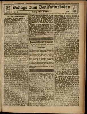 Zweite Ausgabe vom Sonntag, den 30. November 1924.