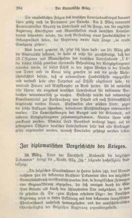 Zur diplomatischen Vorgeschichte des Krieges