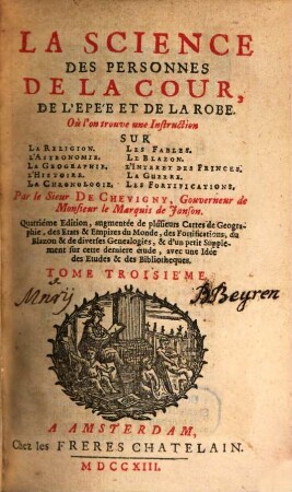 La Science Des Personnes De Cour, D'Epée Et De Robe, 3