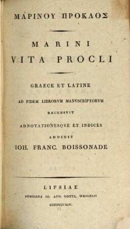 Marinu proklos : = Marini vita procli